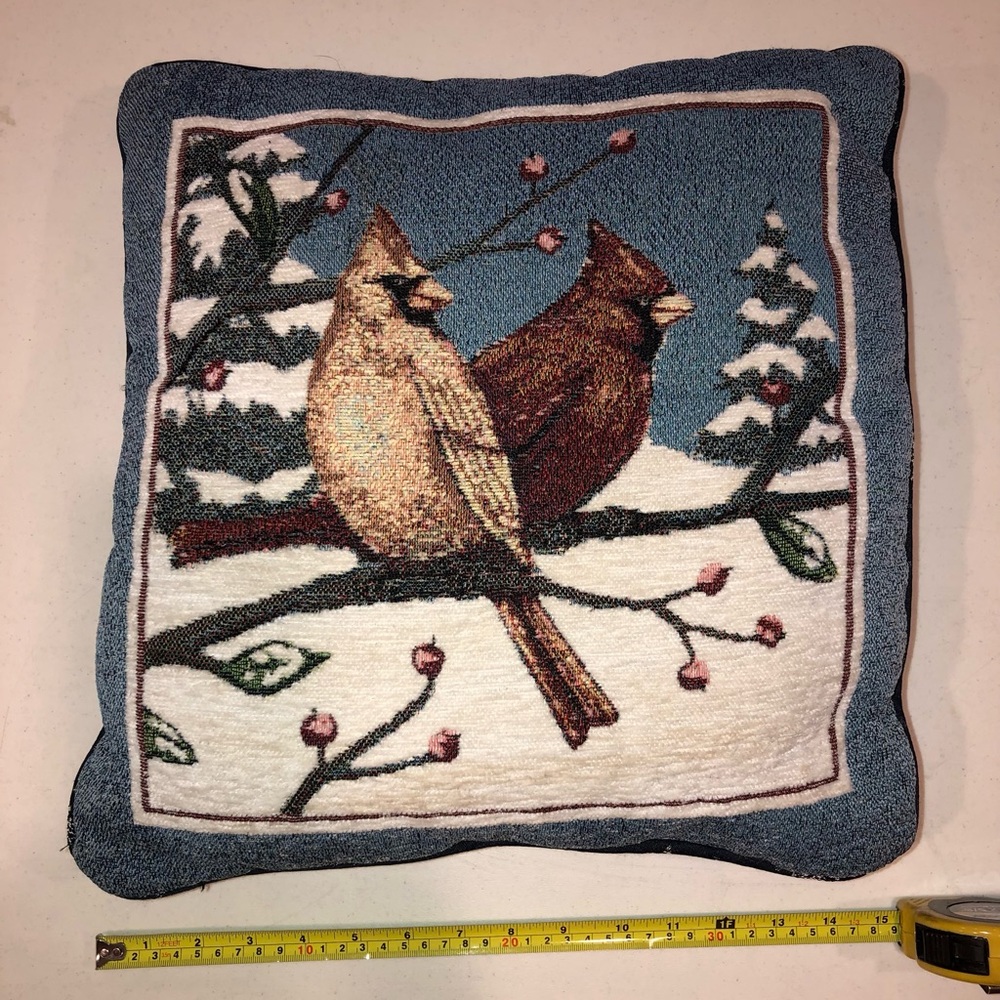 Tapestry Style Winter Scene Throw Pillow